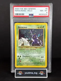 2000 Pokemon Neo Genesis Heracross-Holo #6 PSA 8 - Image 1
