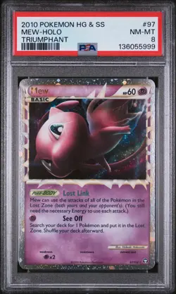 2010 POKEMON HEARTGOLD & SOULSILVER TRIUMPHANT #97 MEW-HOLO PSA 8 - Image 1