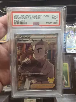 2021 POKEMON CELEBRATIONS #024 FULL ART/PROFESSOR'S RESEARCH PSA 9 - Image 1