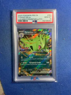 2025 POKEMON PRE EN-PRISMATIC EVOLUTIONS #064 TYRANITAR EX PSA 10 - Image 1