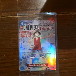 Bandai One Piece CCG Monkey.D.Luffy US Voyage Promo Full Art Holo Card P-055 - Image 1