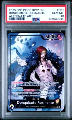 PSA 10 2025 ONE PIECE OP12-LEGACY OF THE MASTER 061 DONQUIXOTE ROSINANTE ALT ART - Image 1
