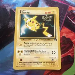 Pikachu #4 Black Star Promo Pokemon Card First Movie WB STAMP WOTC 1999 LP/MP - Image 2