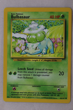 BULBASAUR - Base Set - 44/102 - Common - Pokemon Card - Unlimited Edition -MP - Image 1