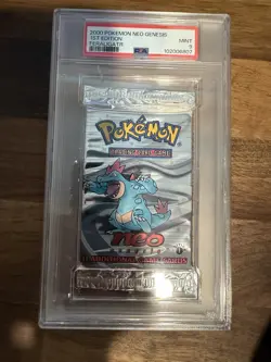Pokemon 2000 WOTC 1st Edition Neo Genesis Feraligatr Sealed Booster Pack PSA 9 - Image 1