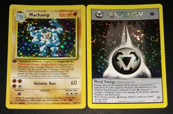 POKEMON 1ST EDITION HOLO LOT - MACHAMP (8/102) AND METAL ENERGY (19/111) - EX/LP - Image 2