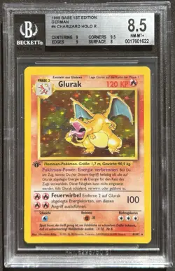 Pokemon Base Set German 1st Edition 1999 Charizard BGS 8.5 N-Mint Glurak #4 Holo - Image 1