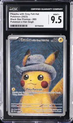 2023 POKEMON X VAN GOGH 085 PIKACHU WITH GREY FELT HAT CGC 10 - Image 1