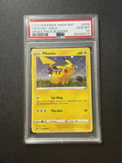 PSA 10 2020 POKEMON SWSH BLACK STAR PROMO SINGLE PACK BLISTERS #039 PIKACHU-HOLO - Image 1