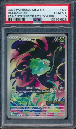 2025 Pokemon MEG EN 133 Bulbasaur Mega Evolution Illustration Rare PSA 10 - 9828 - Image 1