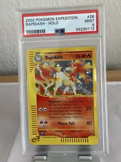 Pokemon Rapidash Holo Expedition PSA 9 Mint 26/165 SWIRL - Image 1