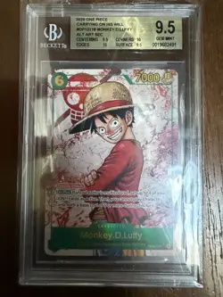 2025 One Piece OP13-118 Monkey D Luffy ALT ART SEC • BGS 9.5 • Early POP - Image 1