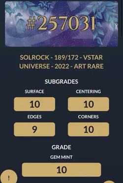 ACE 10 Solrock 189/172 | VSTAR Universe Art Rare |Japanese Pokemon TCG Card - Image 3