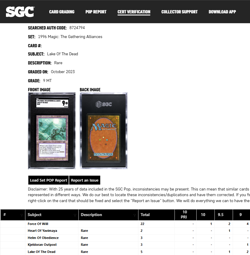 1996 MTG Magic the Gathering Alliances Lake of the Dead Vintage SGC 9 Mint POP 2 - Image 3