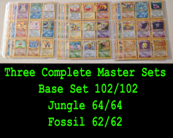Pokemon Master Sets 100% Complete Base Set 102/102 Jungle 64/64 Fossil 62/62 - Image 1