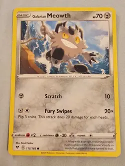Galarian Meowth 112/185 Common Pokemon TCG - Image 1