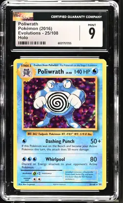 Pokemon TCG GRADED 2016 Poliwrath 25/108 Evolutions M+ 9 CGC ENG - Image 1
