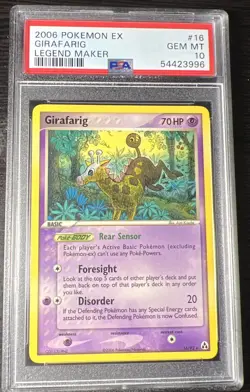 Pokemon Girafarig EX Legend Maker Rare #16 PSA 10 Gem Mint POP 12 - Image 1