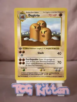 Dugtrio - 19/102 - Base Set (Shadowless) Rare 1st Edition Pokemon NM- TCGKITTEN - Image 1