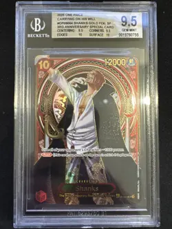 2025 One Piece Carrying On His Will OP09004 Shanks Gold 3rd Anniversary BGS 9.5 - Image 1