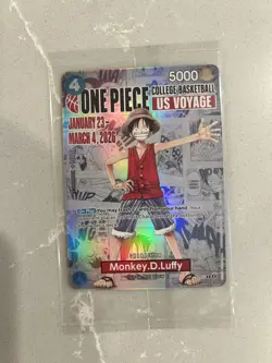 One Piece Monkey D. Luffy US College Basketball Card Illinois Sealed - Image 1