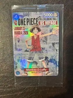 One Piece Monkey D. Luffy US College Basketball Card Illinois Sealed - Image 2