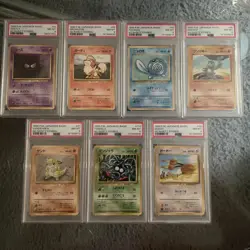 Pokemon 1996 Japanese Base Set No Rarity Lot of 7 Cards (All PSA 8) - Image 1