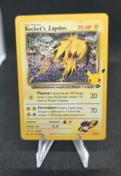 Pokemon TCG Rockets Zapdos Holo Card 15/132 Classic Collection Celebrations - Image 1