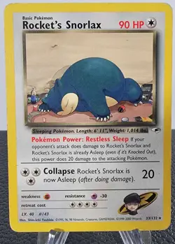 Pokemon Rocket's Snorlax Card 033/132 Gym Heroes Regular - Image 1