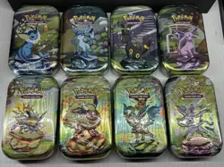 Pokemon TCG Prismatic Evolutions Set of 8 New/Sealed Mini Tins FULL ART SET! NEW - Image 1