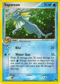 Vaporeon - Holo - 6/17 Pop Series 3 - Pokemon TCG - 2006 - Image 1