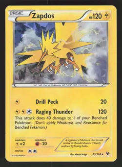Zapdos 23/108 Cracked Ice Holo Pokemon XY Roaring Skies LP - Image 1