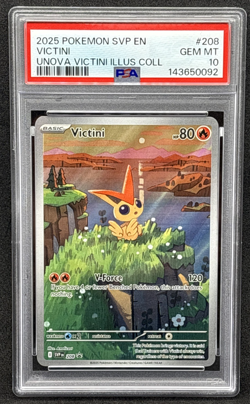 2025 Pokemon SVP EN - Victini - Unova Illustration Collection #208 - PSA 10 - Image 1