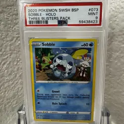 2020 Pokemon Sword & Shield BSP #073 - 3 Blisters Pack Sobble HOLO - PSA 9 MINT - Image 1