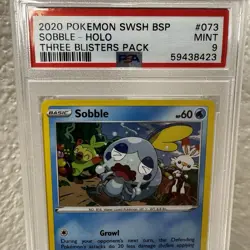 2020 Pokemon Sword & Shield BSP #073 - 3 Blisters Pack Sobble HOLO - PSA 9 MINT - Image 2