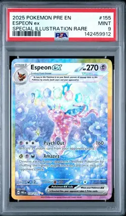 2025 POKEMON PRE EN-PRISMATIC EVOLUTIONS #155 ESPEON EX PSA 9 - Image 1