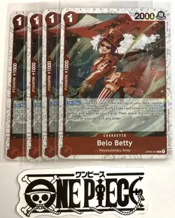 4x One Piece OP05-015 R Belo Betty - Flag Foil - English - Play Set - TCG - NM/M - Image 1