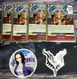 4x One Piece OP05-019 R Fire Fist - ENG - Playset - Foil - TCG - NM/M - Image 1