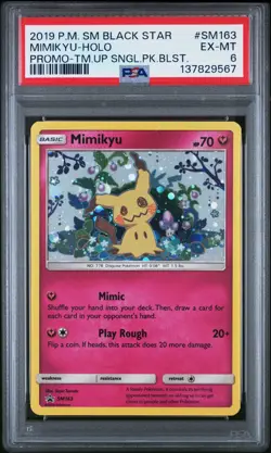 POKEMON TEAM UP SM BLACK STAR PROMO MIMIKYU #SM163 HOLO PSA 6 - Image 1