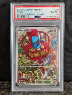 2025 POKEMON MEP EN-ME BLACK STAR PROMO 010 RIOLU MEGA EVOLUTION PSA 10 - Image 1