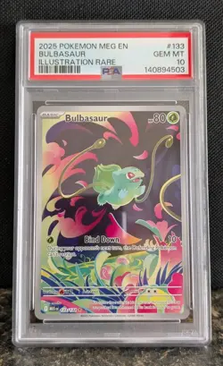 2025 POKEMON MEG EN-MEGA EVOLUTION ILLUSTRATION RARE #133 BULBASAUR PSA 10 - Image 1