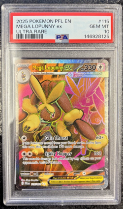2025 POKEMON PFL EN MEGA LOPUNNY ex ULTRA RARE #115 💎 PSA 10 - Image 1