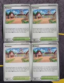 Pokemon Card Artazon 076/091 S&V Paldean Fates Stadium Trainer Playset ×4 - Image 1