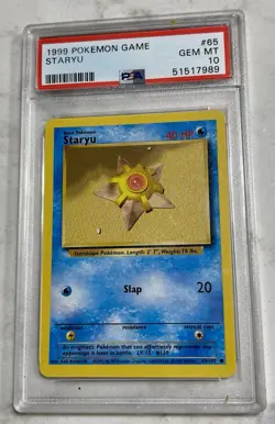 Pokemon TCG 1999 Base Set Staryu 65/102 PSA 10 Common Regular Card - Image 1