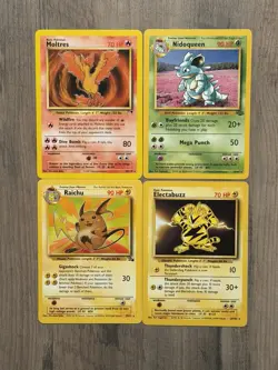 Pokemon TCG 4 Card Rare Lot - Moltres + Nidoqueen + Raichu + Electabuzz WOTC - Image 1