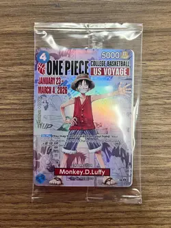 One Piece Monkey.D.Luffy US College Basketball Promo Card *SEALED* - Image 1