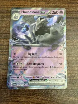 Houndstone ex 102/197 Pokemon Card- Near Mint- Obsidian Flames - Image 1