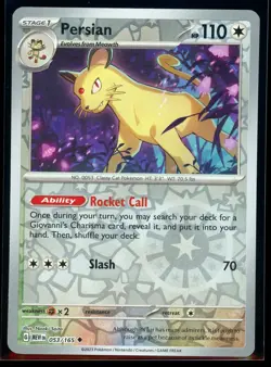 2023 Scarlet & Violet- 151 Persian Reverse Holo Pokemon Card #53 - Image 1
