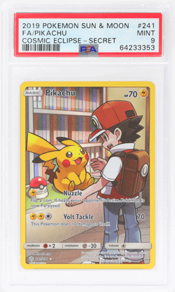 2019 Pokemon Sun and Moon Cosmic Eclipse Pikachu Secret Rare #241 PSA 9 - Image 1