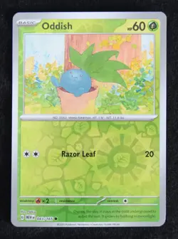 Pokemon TCG Oddish 043/165 2023 Scarlet & Violet 151 Reverse Holo Common - LP - Image 1